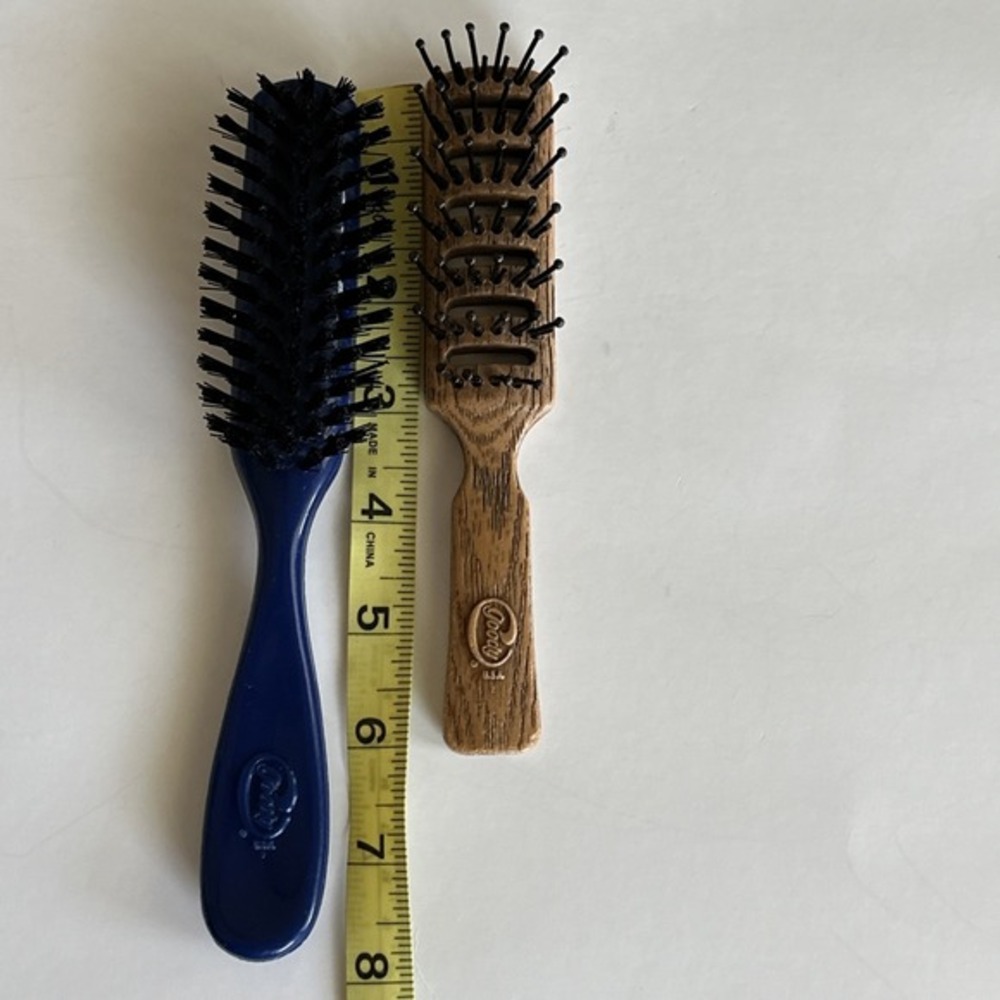 Vintage Goody Lot Of 2 Blue Brush‎ With Nylon Bristles & Wooden Brush With Vents